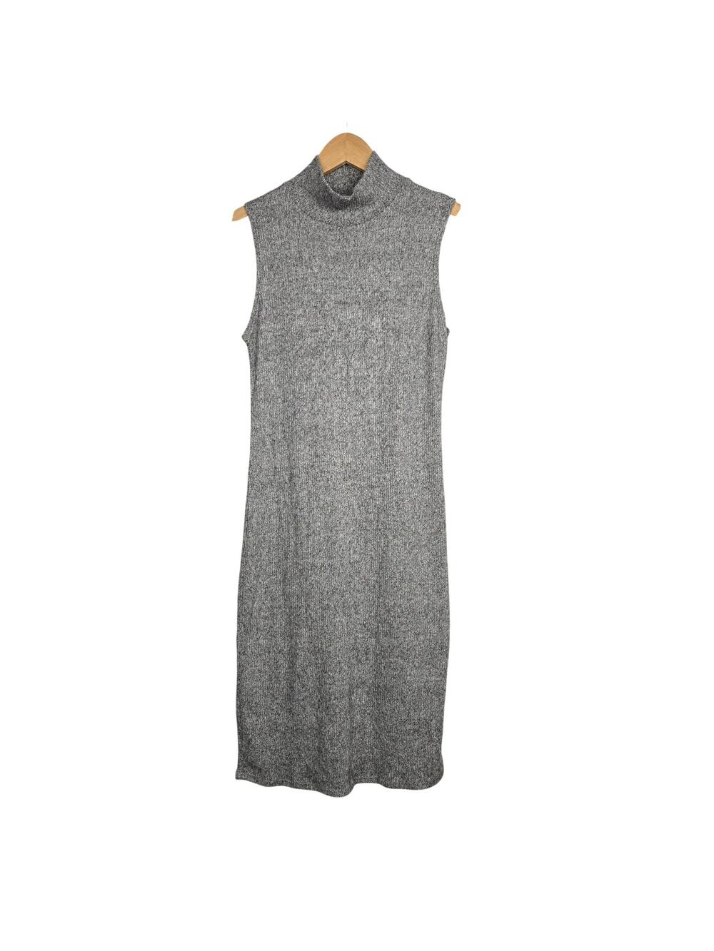 ANTISTAR Sweater Dress Women Medium Gray Sleeveless Mock Neck Ribbed Knit Casual